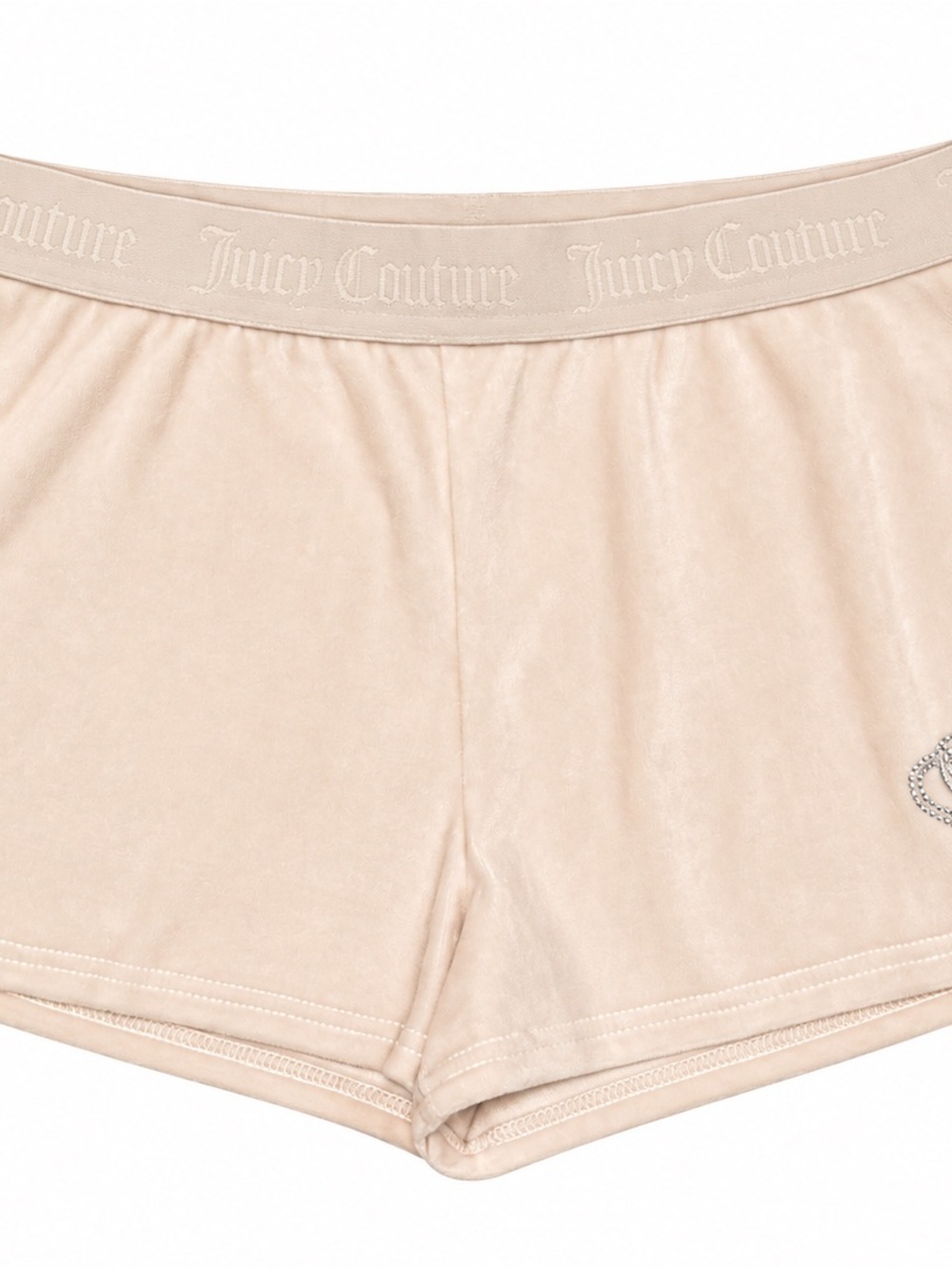 Juicy Couture Beige Velour Logo Waistband Lounge Shorts